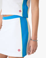 White & Blue Pique Mini Skirt