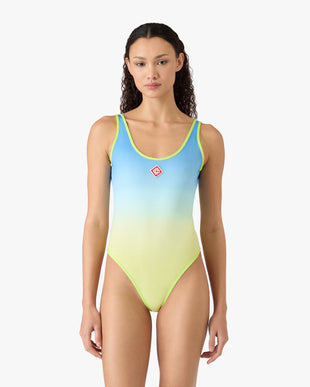 Blue & Yellow Gradient Swimsuit