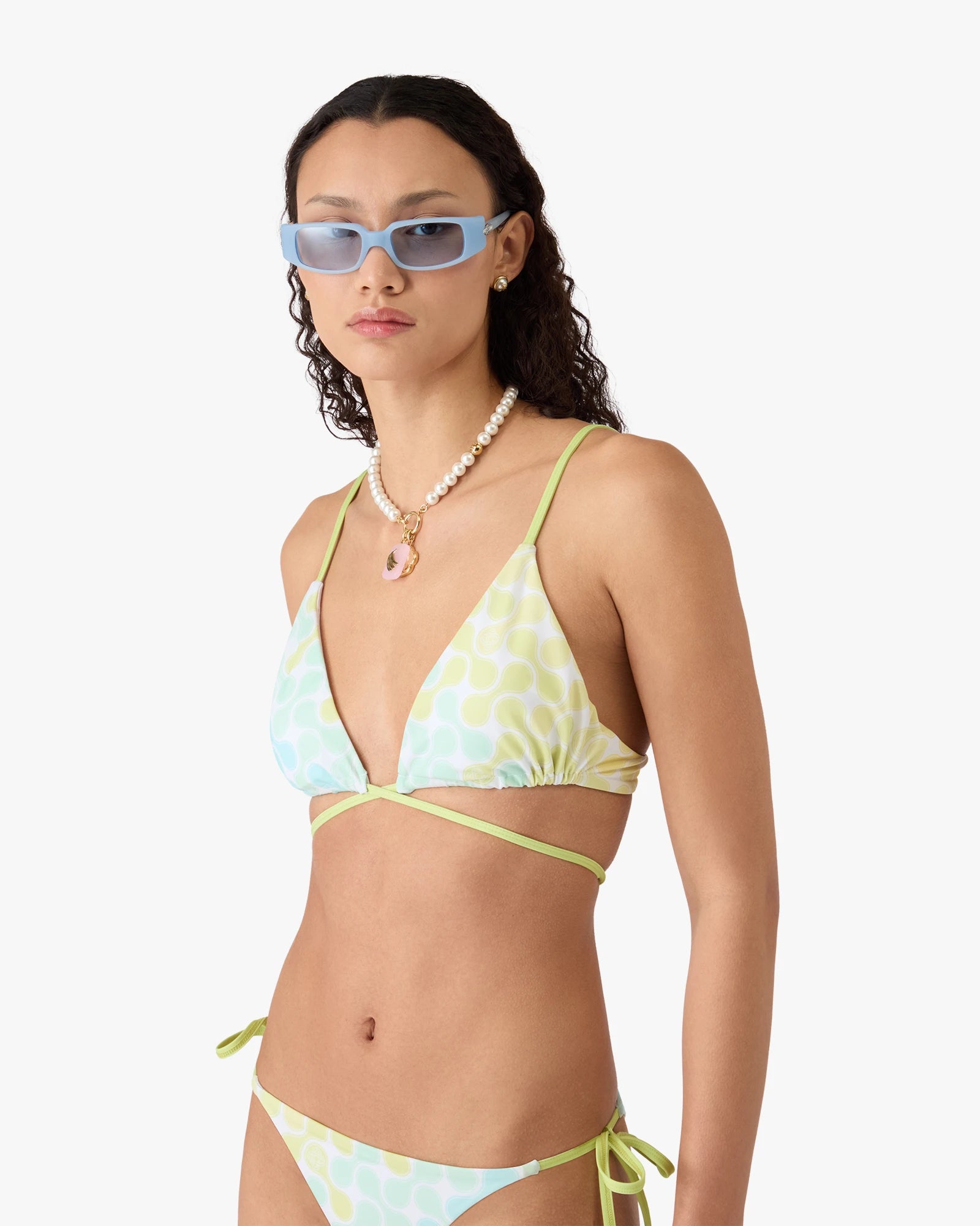 Optic Drop String Beaded Bikini Top