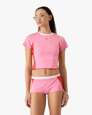 Pink Monogram Short Sleeve Rash Top