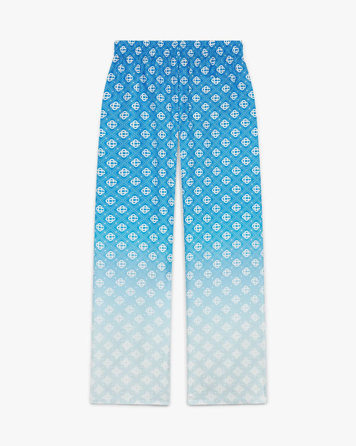 Blue Gradient Diamond Monogram Silk Trousers