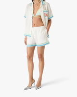 Floral CC Smile Monogram Jaquard Silk Shorts