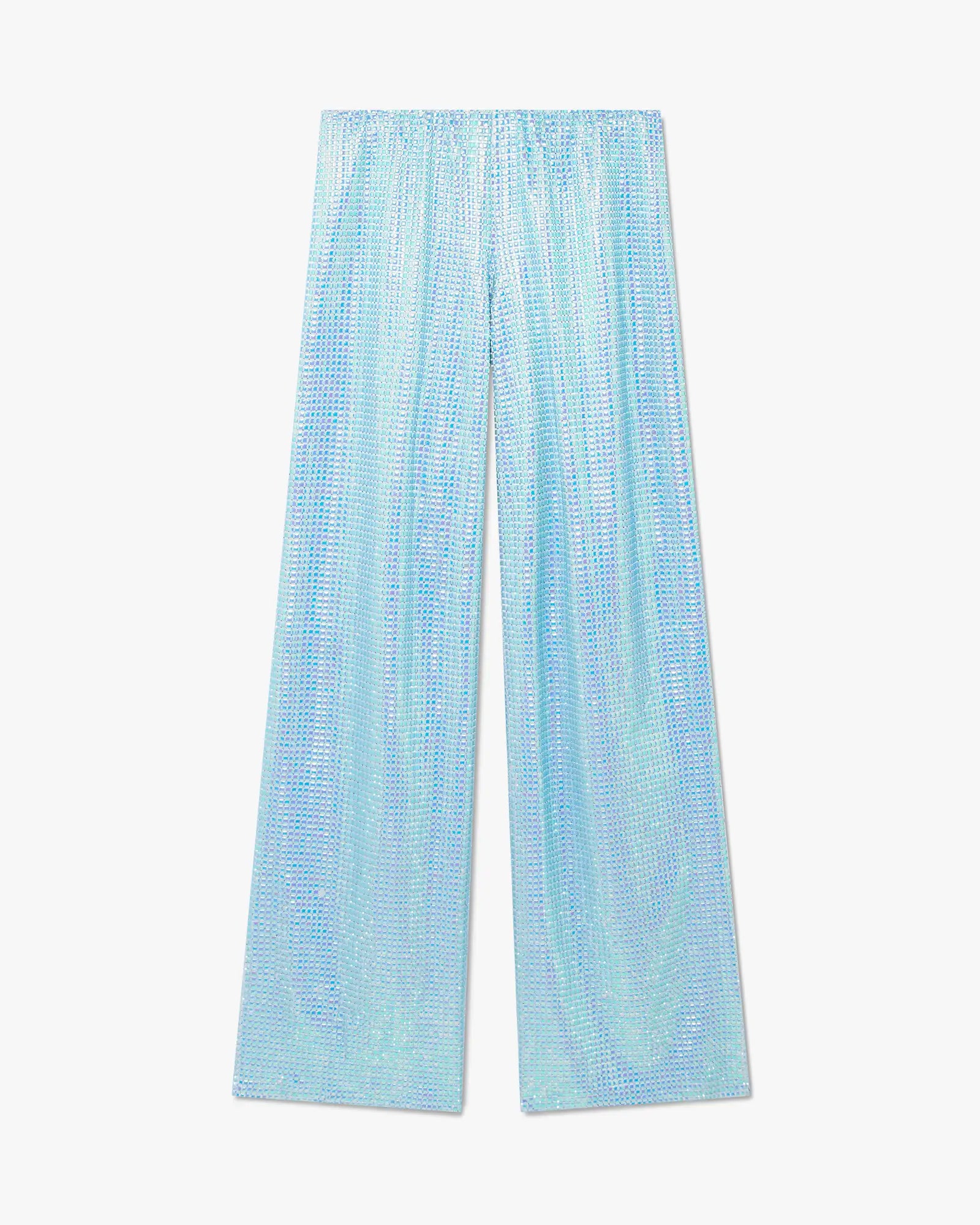 Blue Hotfix Silk Satin Trousers