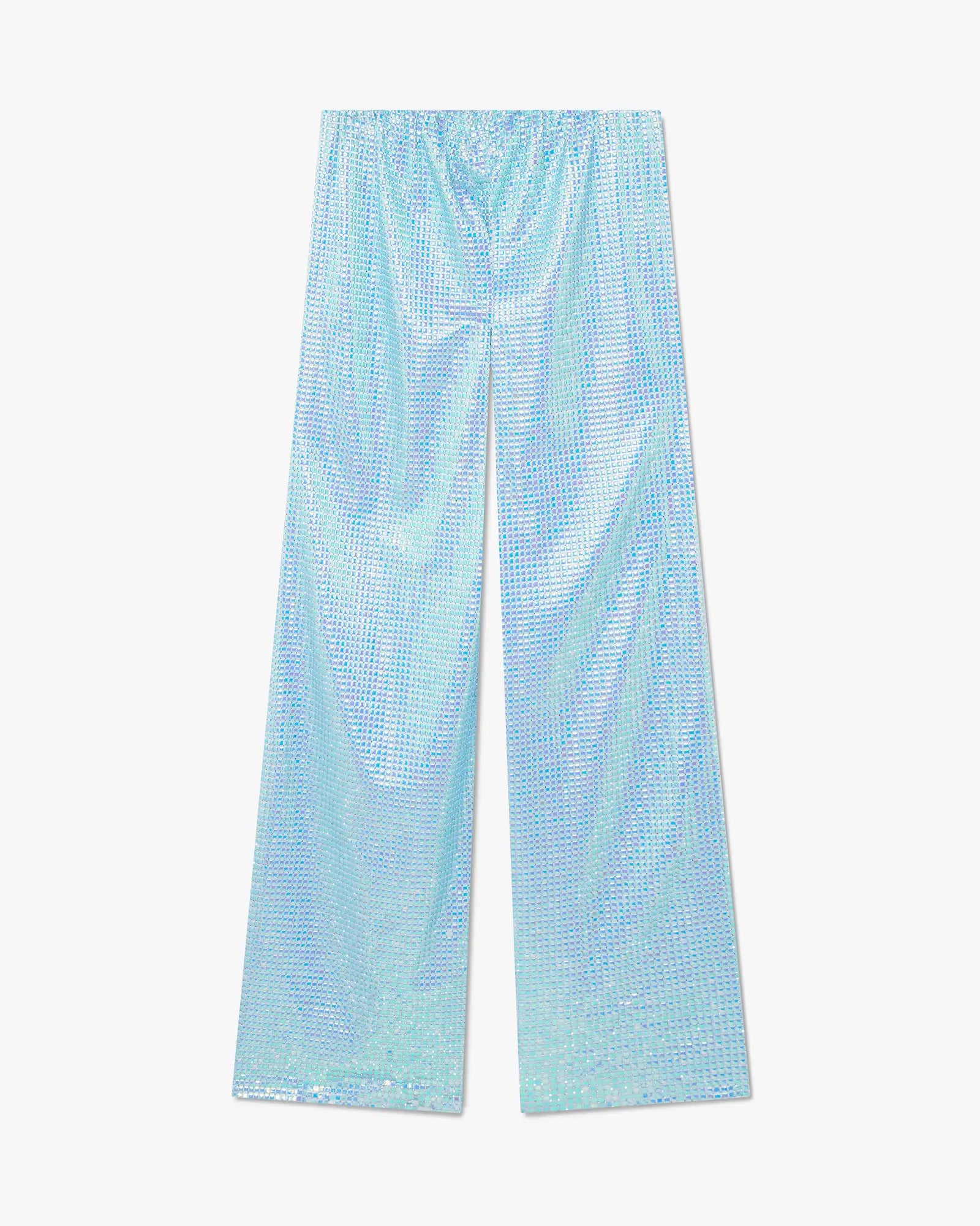 Blue Hotfix Silk Satin Trousers