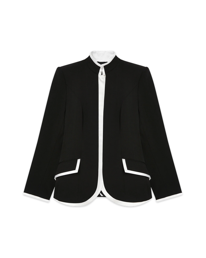 Black Curved Tailored Jacket