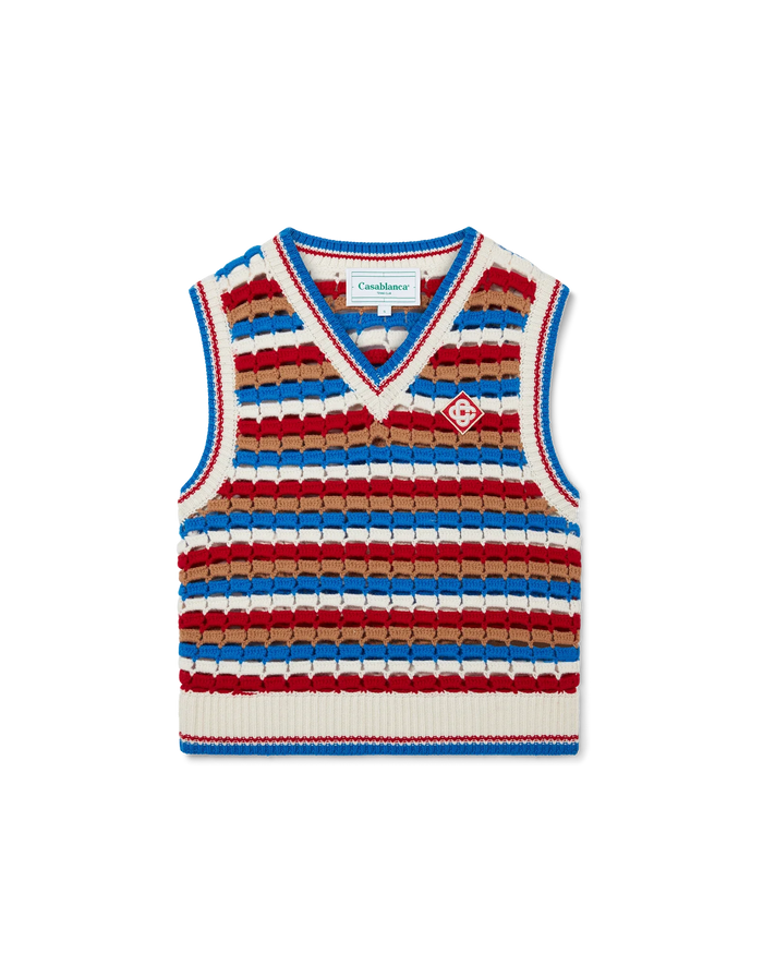 Multi Stripe Crochet Stripe Vest