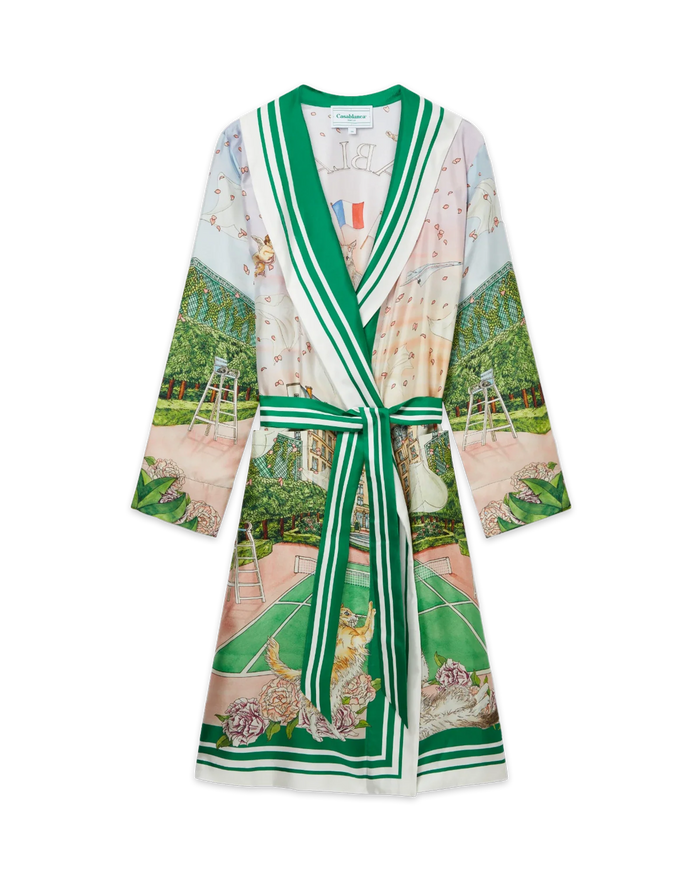 Tennis Club Prive Printed Silk Robe