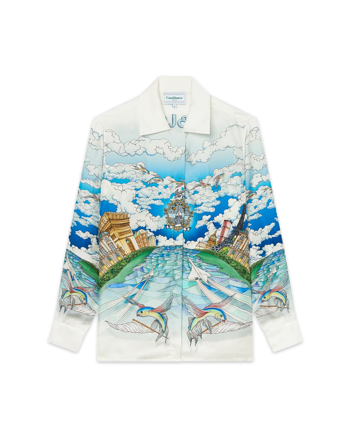 Le Vol Ideal Cuban Collar Silk Shirt