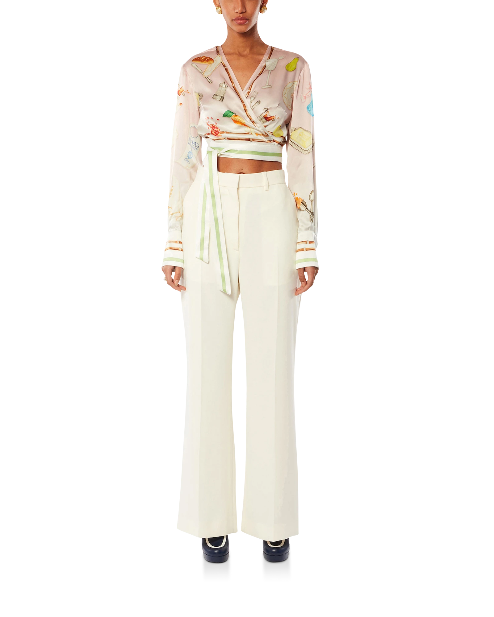 Ne Pas Deranger Wrap Long Sleeve Blouse