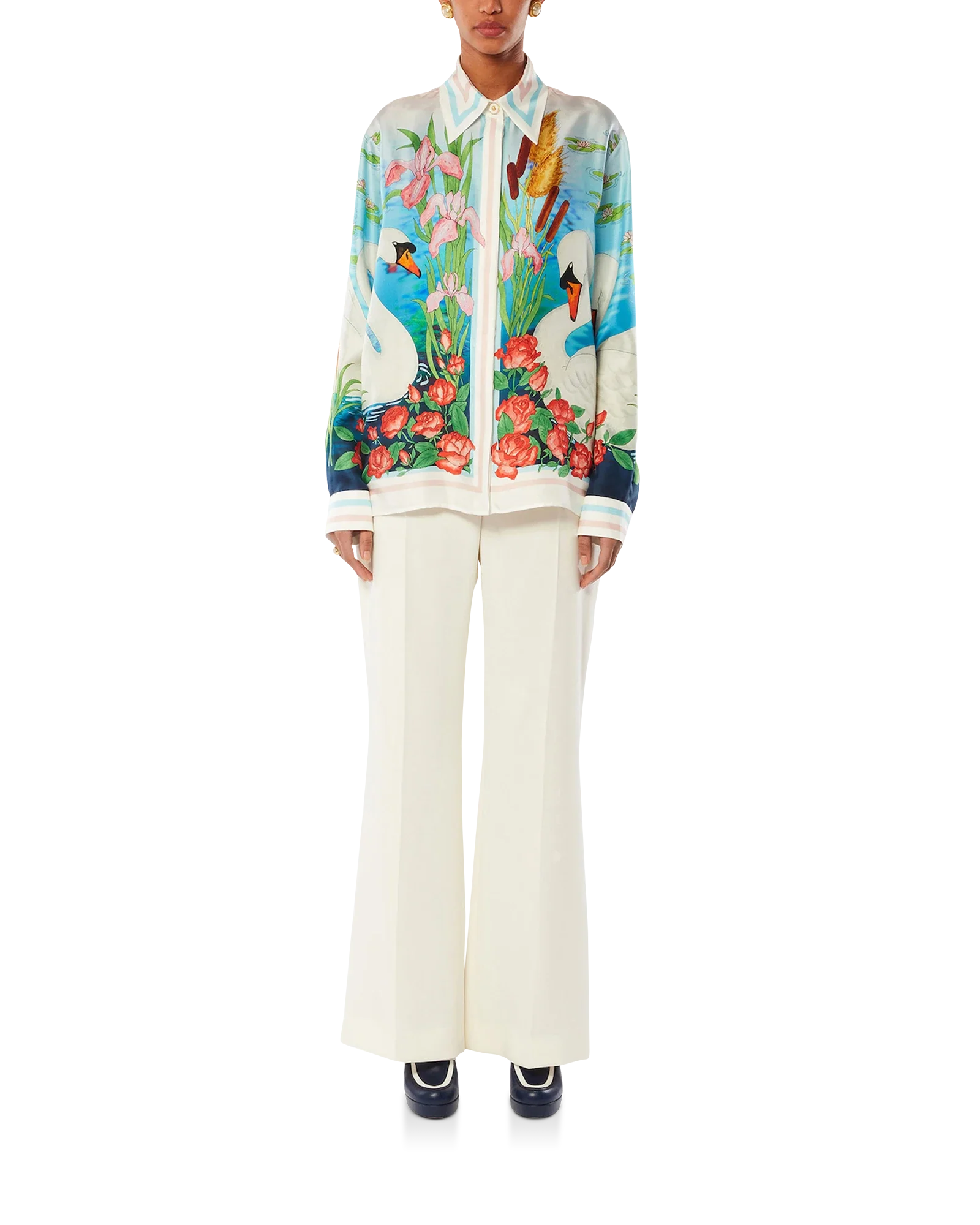 Le Lac Tranquille Long Sleeve Silk Shirt