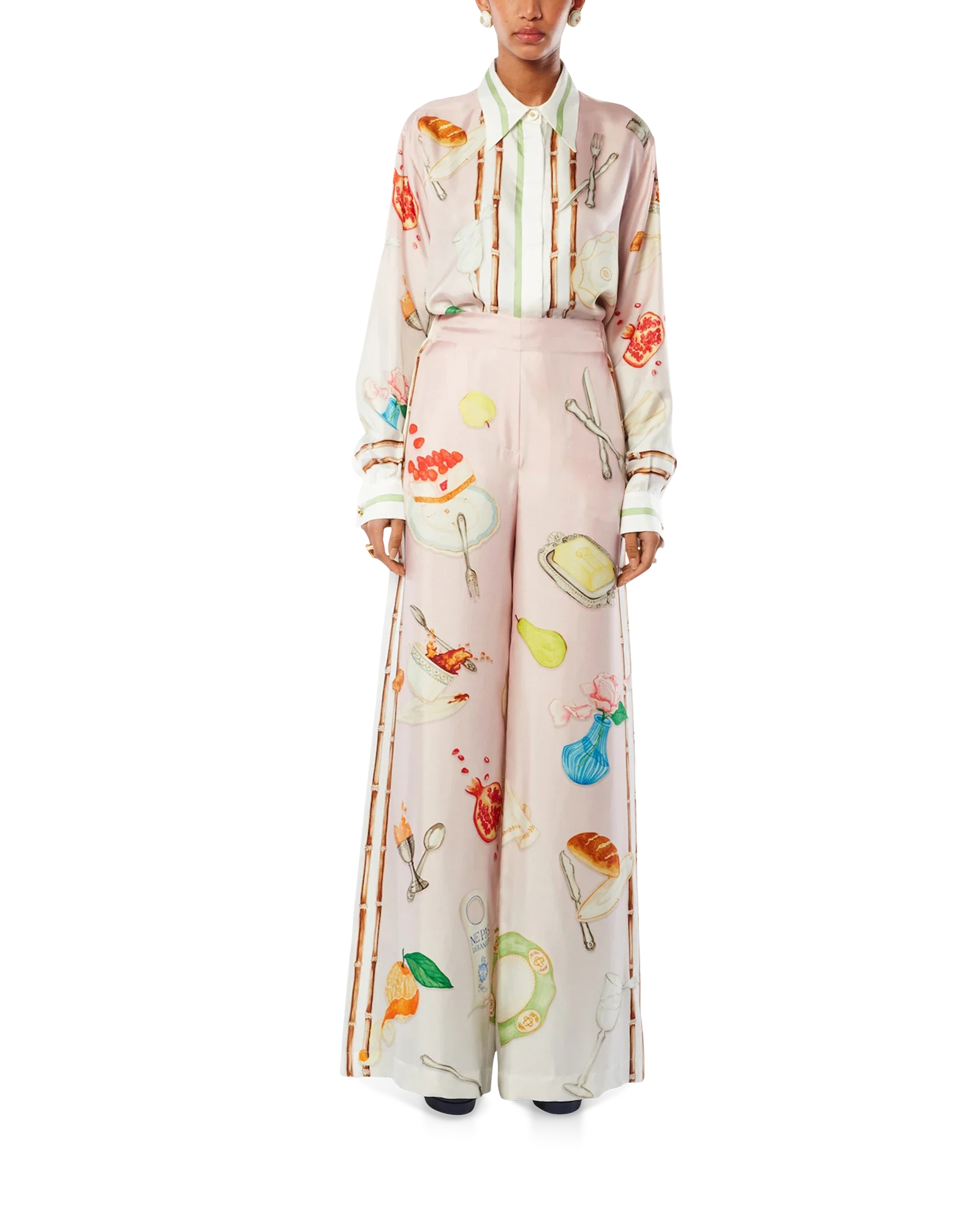 Ne Pas Deranger Printed Wide Leg Trousers