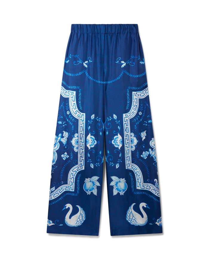 Plat A Dessert Bleu Printed Wide Leg Trousers