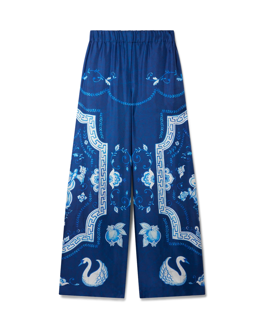 Plat A Dessert Bleu Printed Wide Leg Trousers