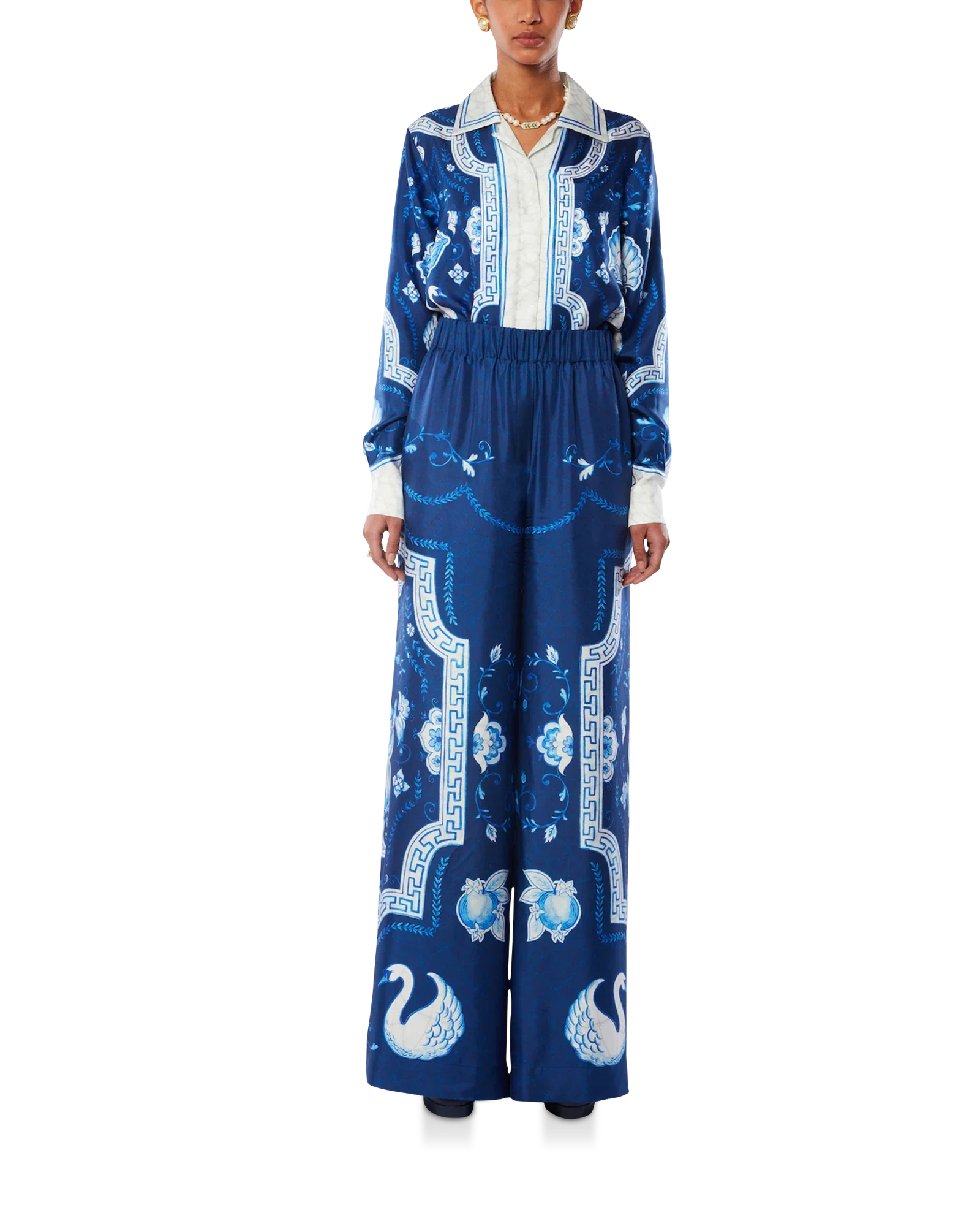 Pantalon large imprimé Plat A Dessert Bleu