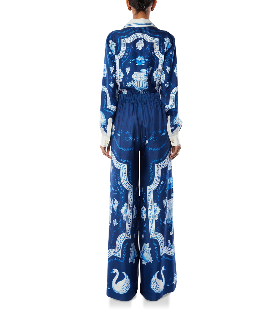 Plat A Dessert Bleu Printed Wide Leg Trousers