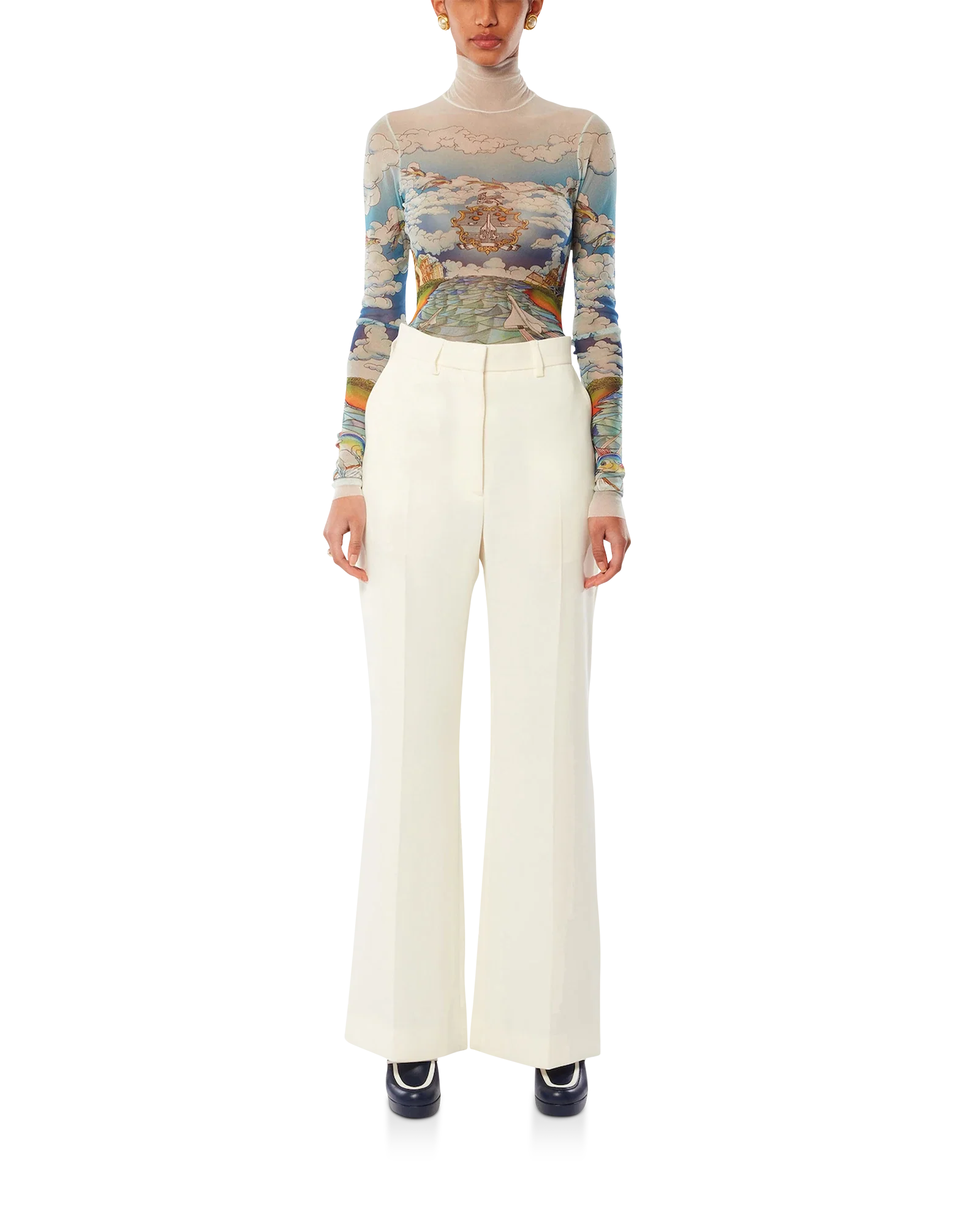 Le Vol Ideal Printed Mesh Top