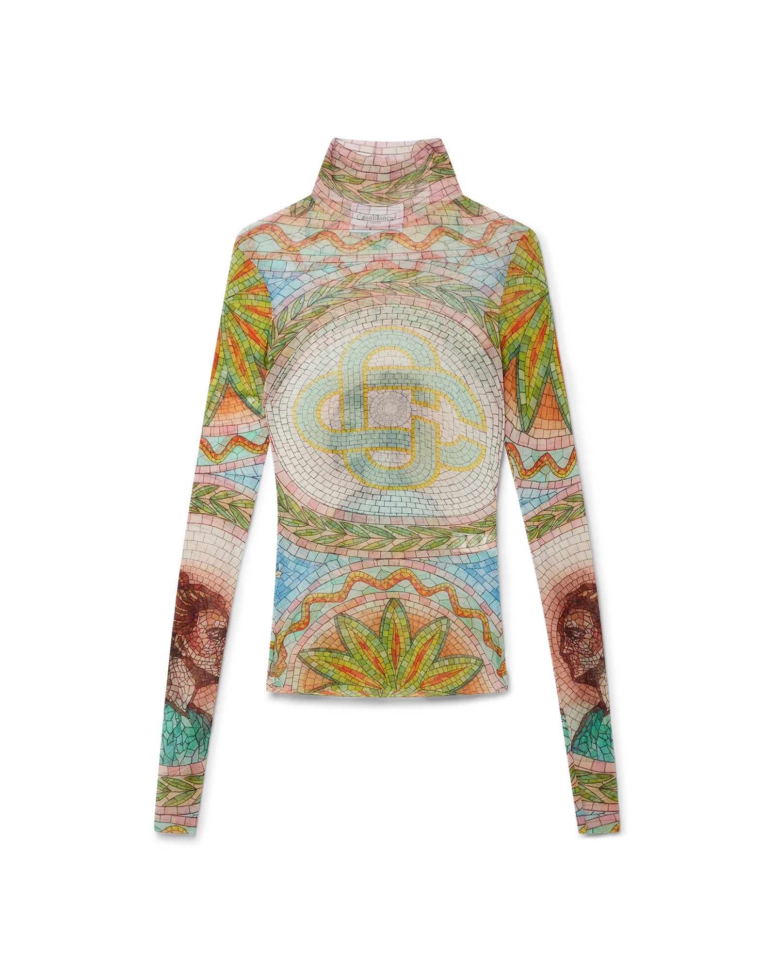 Mosaics Greques Printed Mesh Top