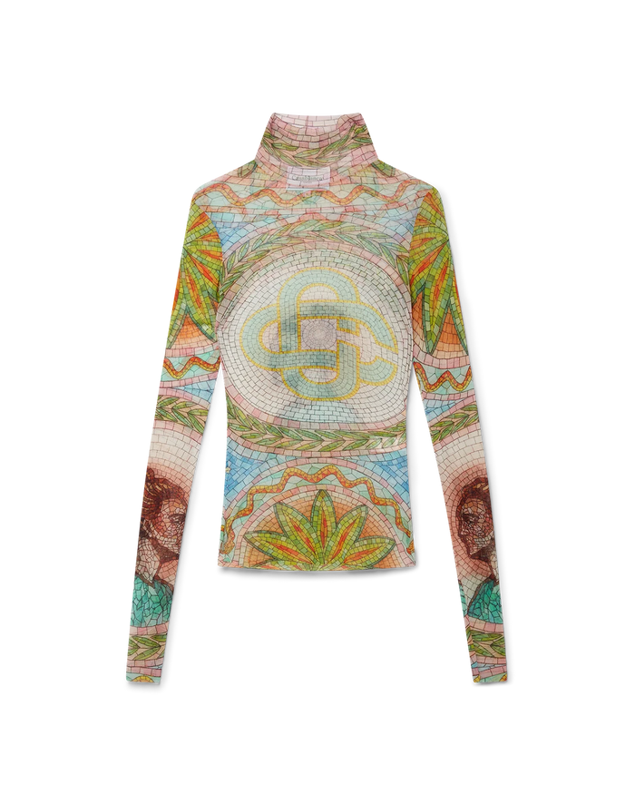 Mosaics Greques Printed Mesh Top