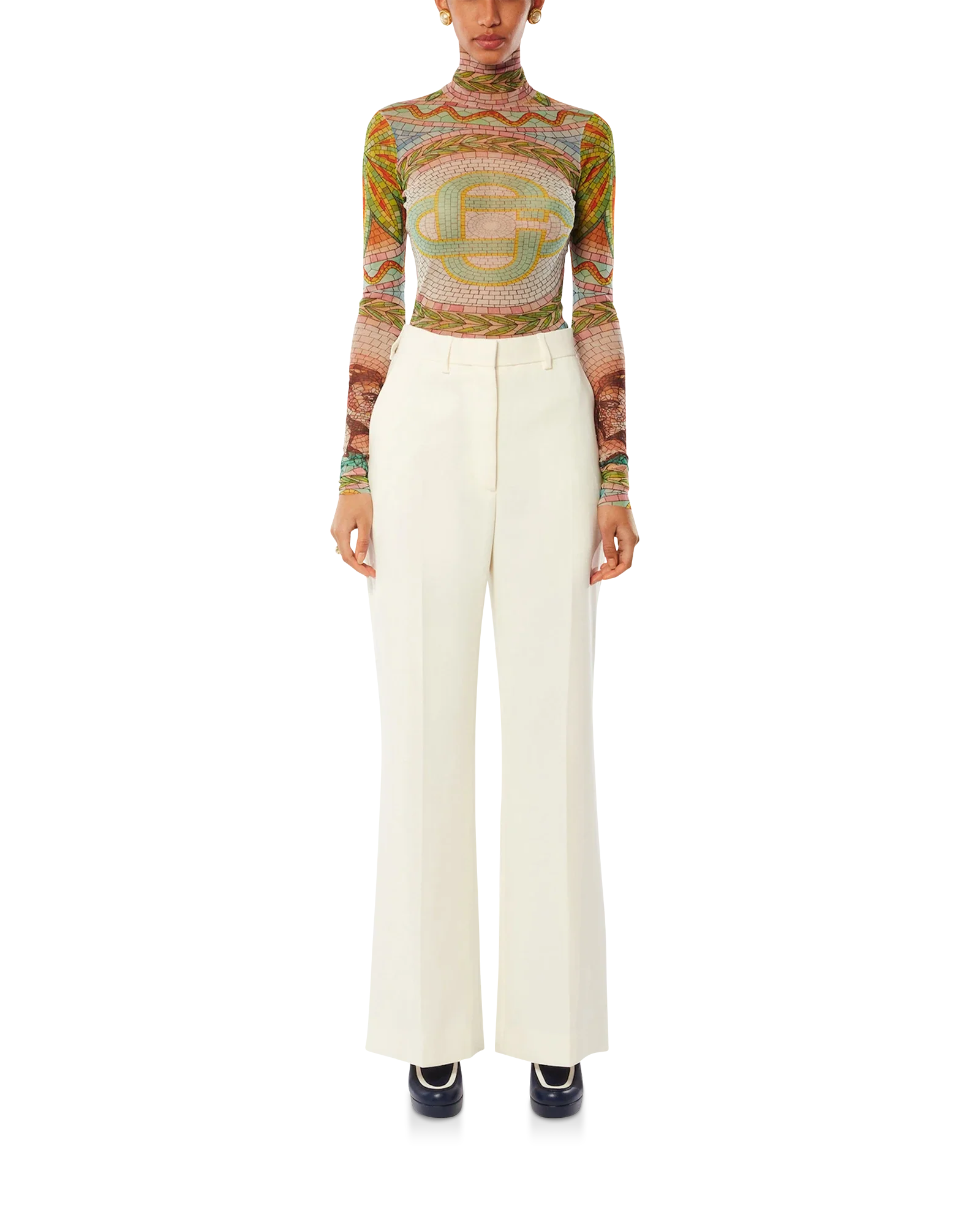 Mosaics Greques Printed Mesh Top