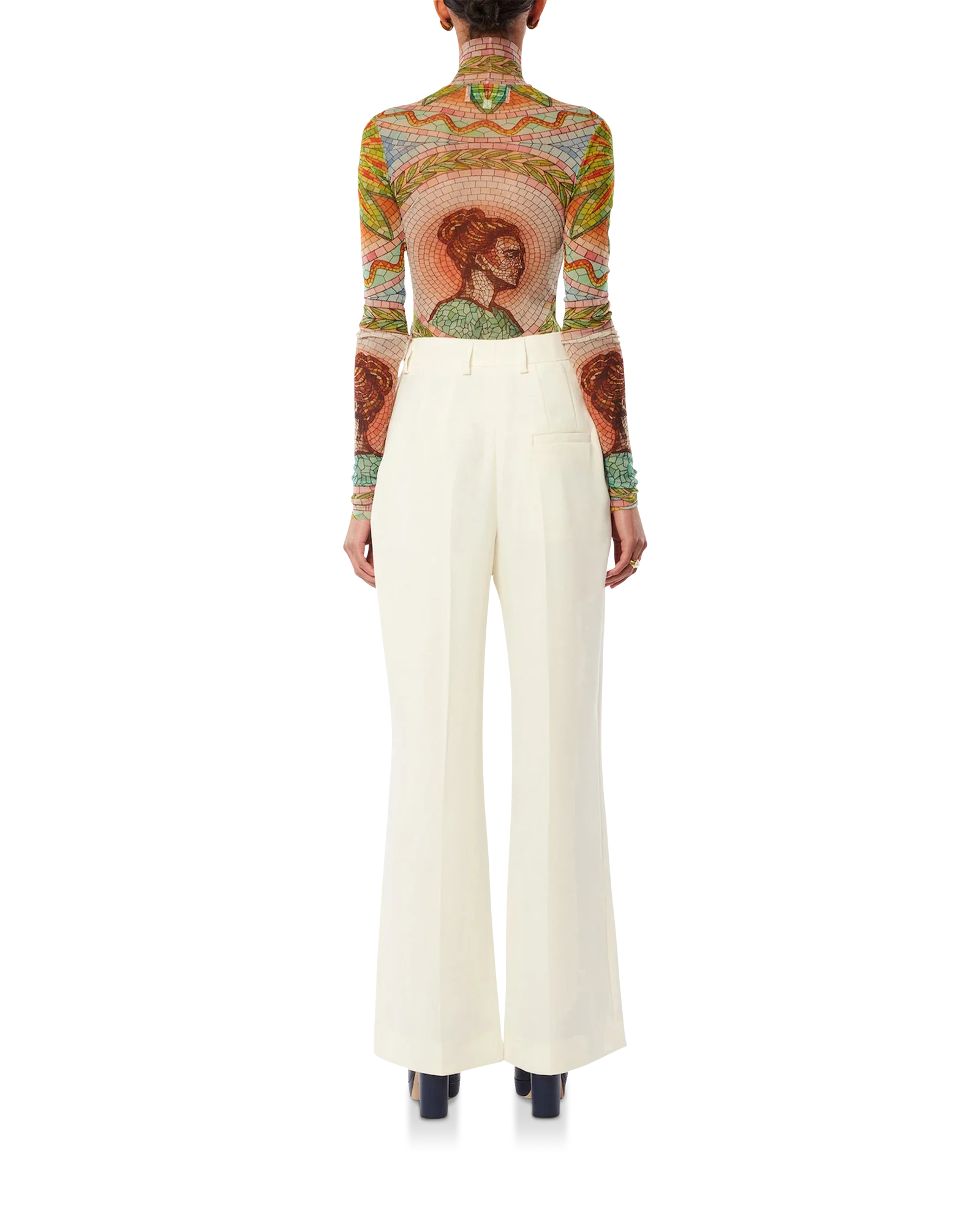 Mosaics Greques Printed Mesh Top