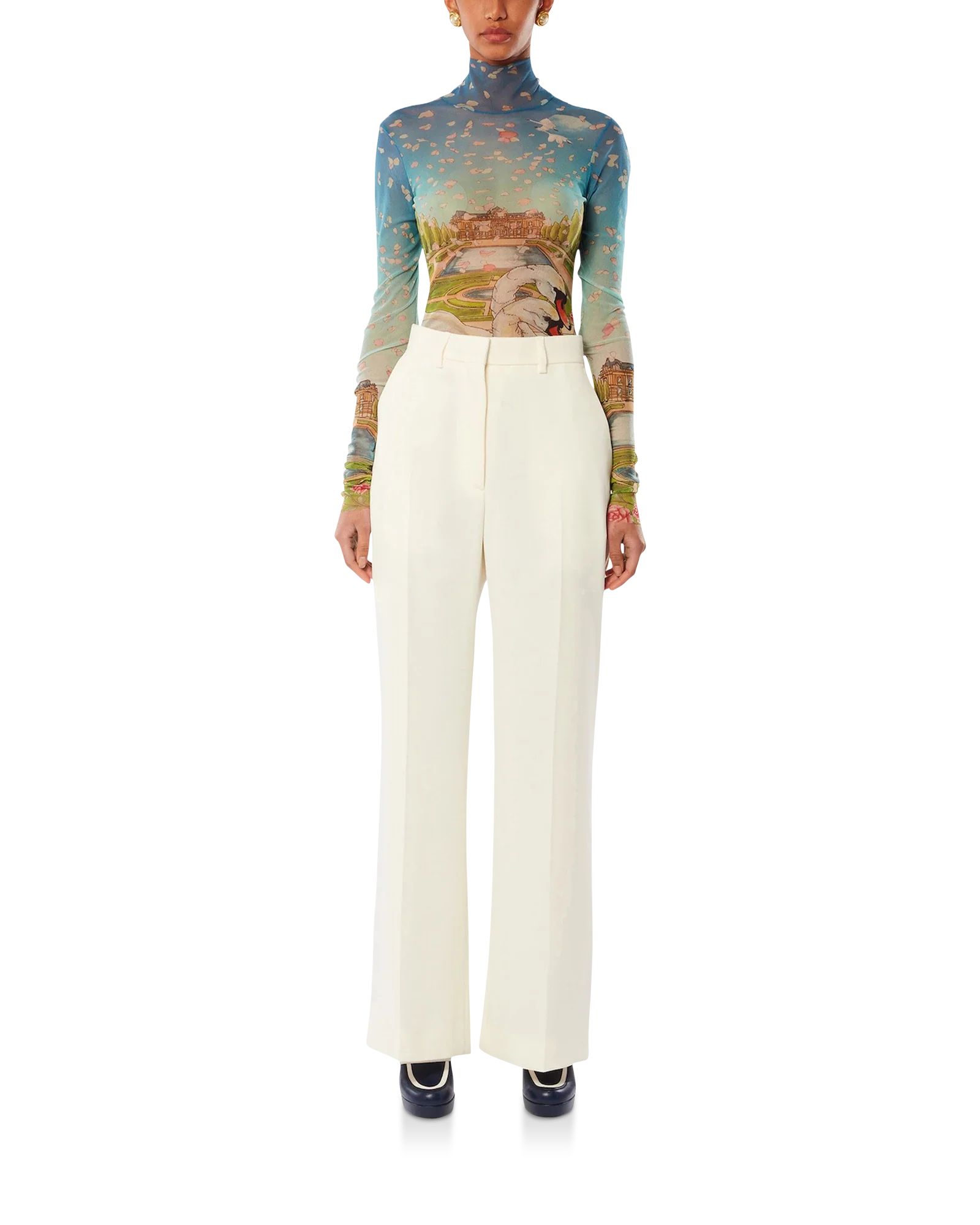 L'Amour En Fleur Printed Mesh Top