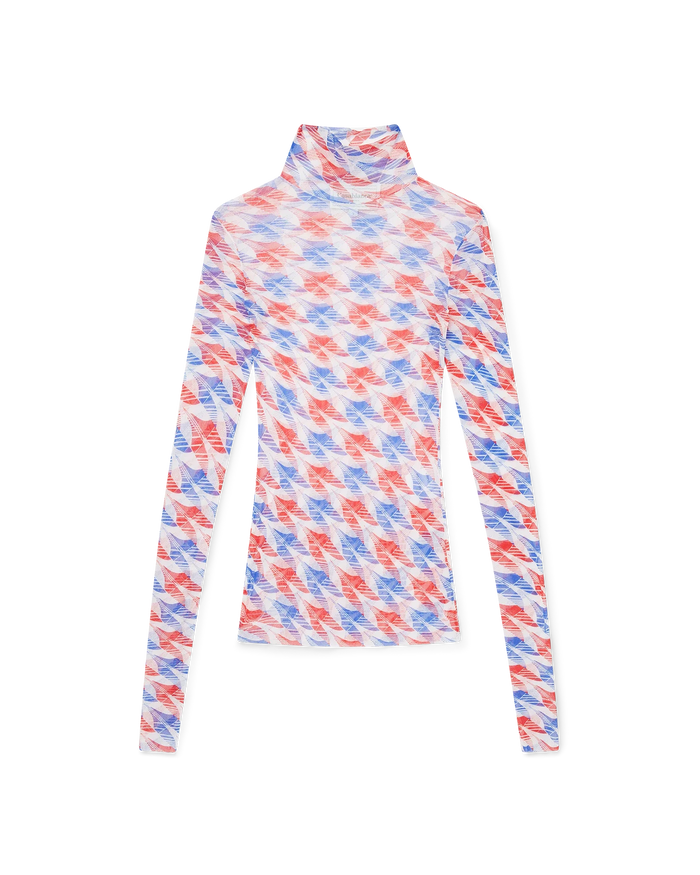 Aviation Houndstooth Mesh Top