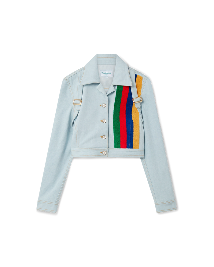 Rainbow Cropped Denim Jacket