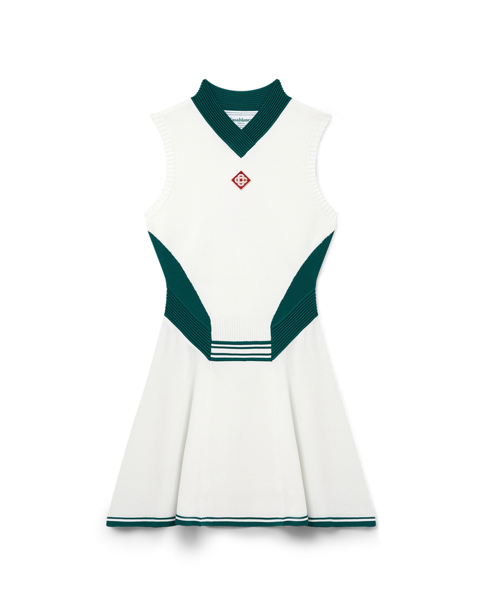 white green tennis dress Striped Crew Dress