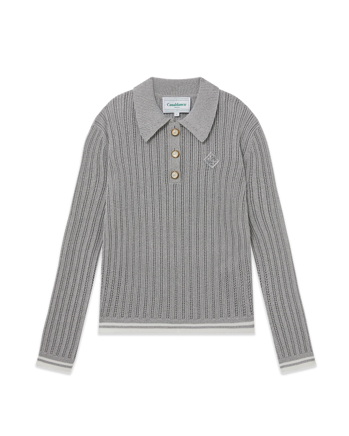 Silver Long Sleeve Polo Shirt