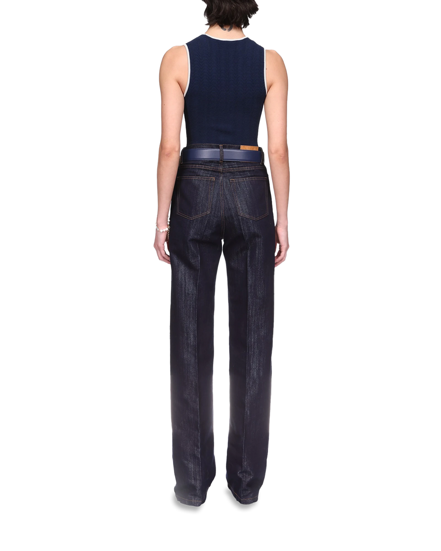 Washed Indigo Silver Lurex Jeans