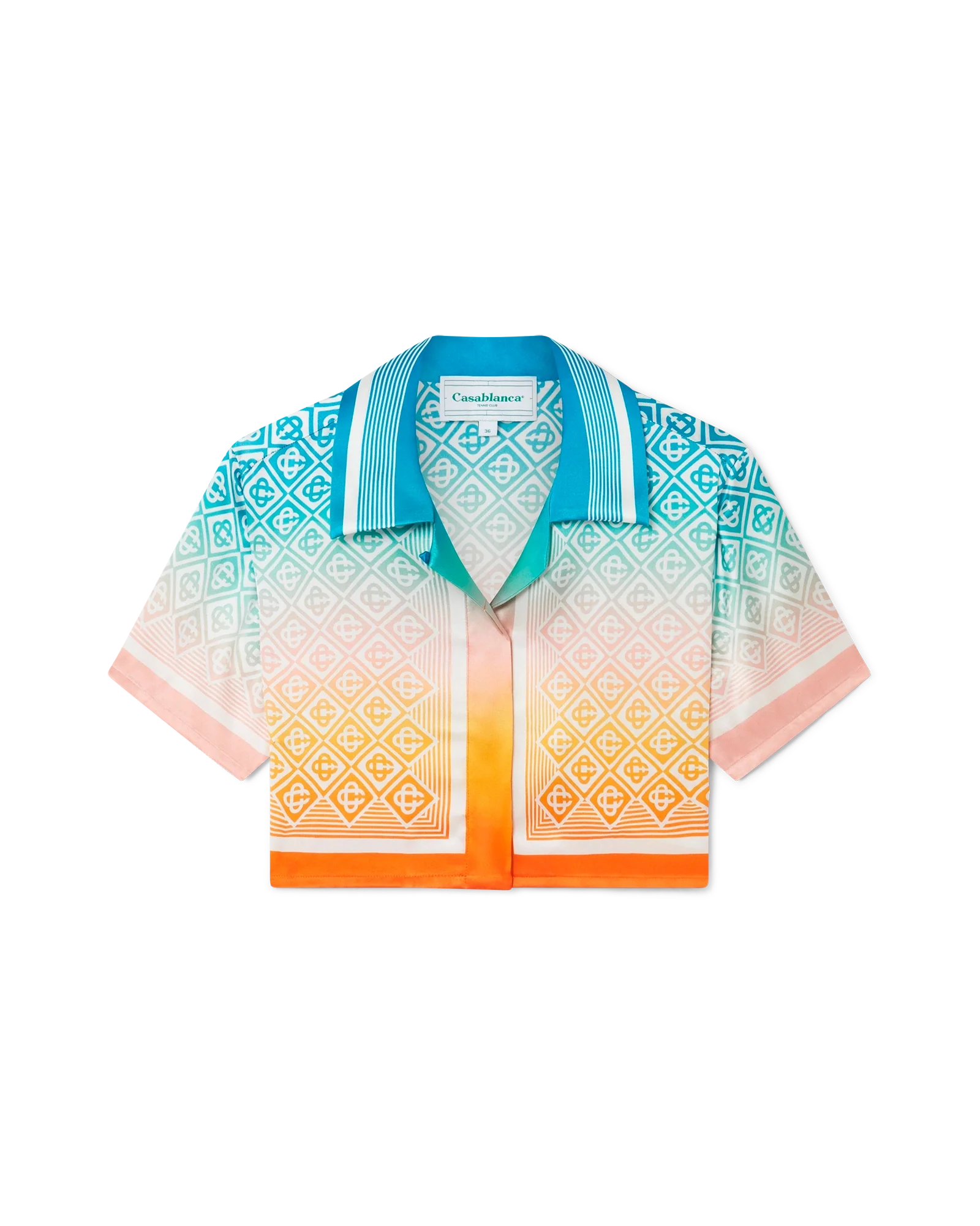 Chemise courte à manches courtes en soie à monogramme dégradé