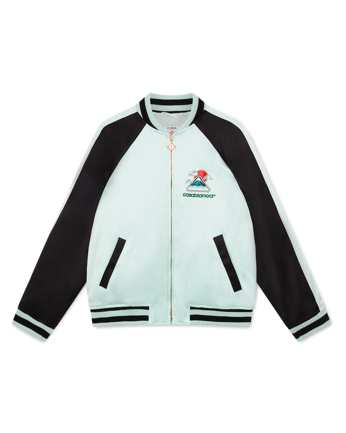 Embroidered Satin Bomber Jacket