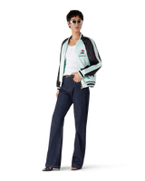 Embroidered Satin Bomber Jacket