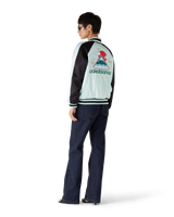 Embroidered Satin Bomber Jacket