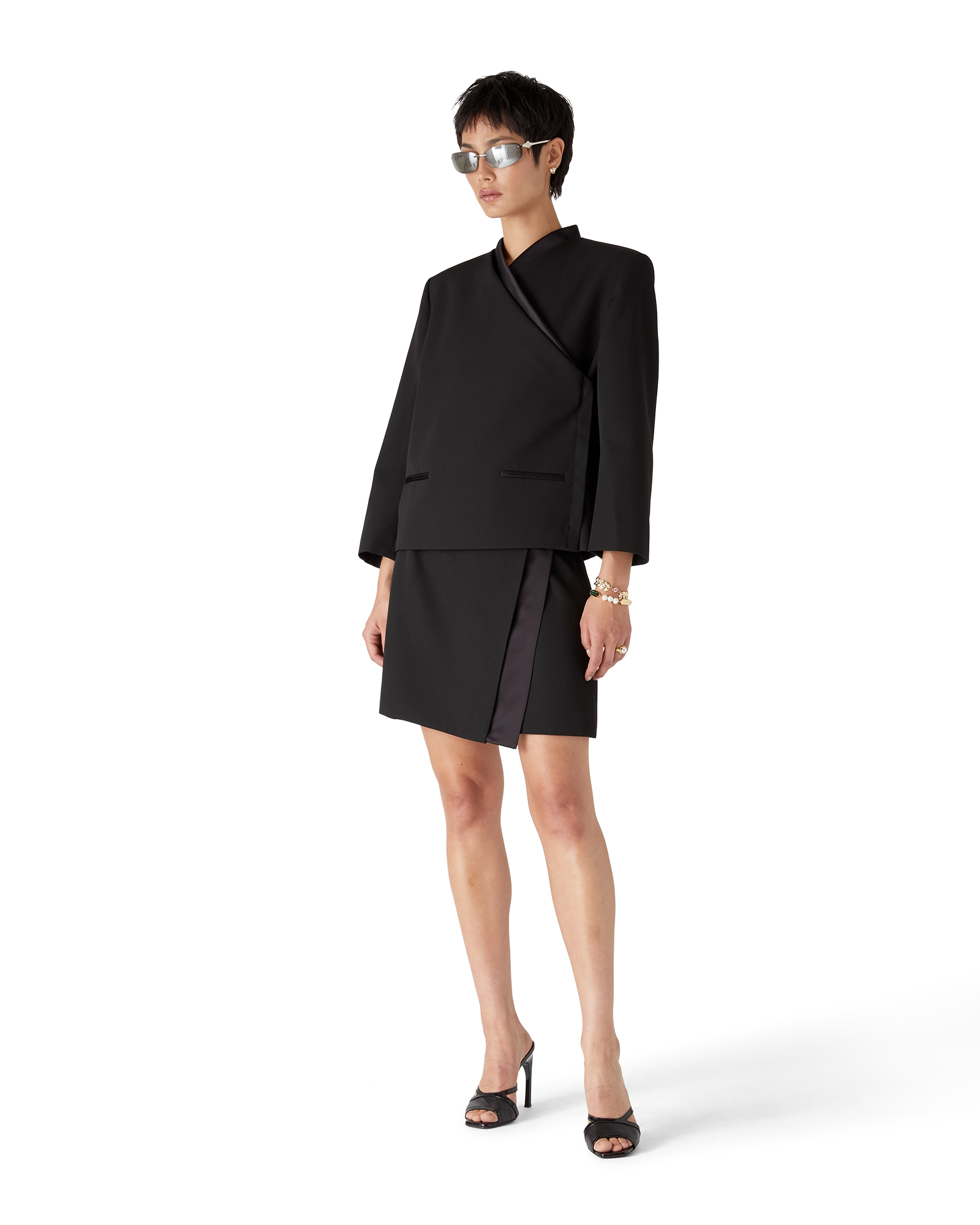 Wool Tailoring Wrap Jacket