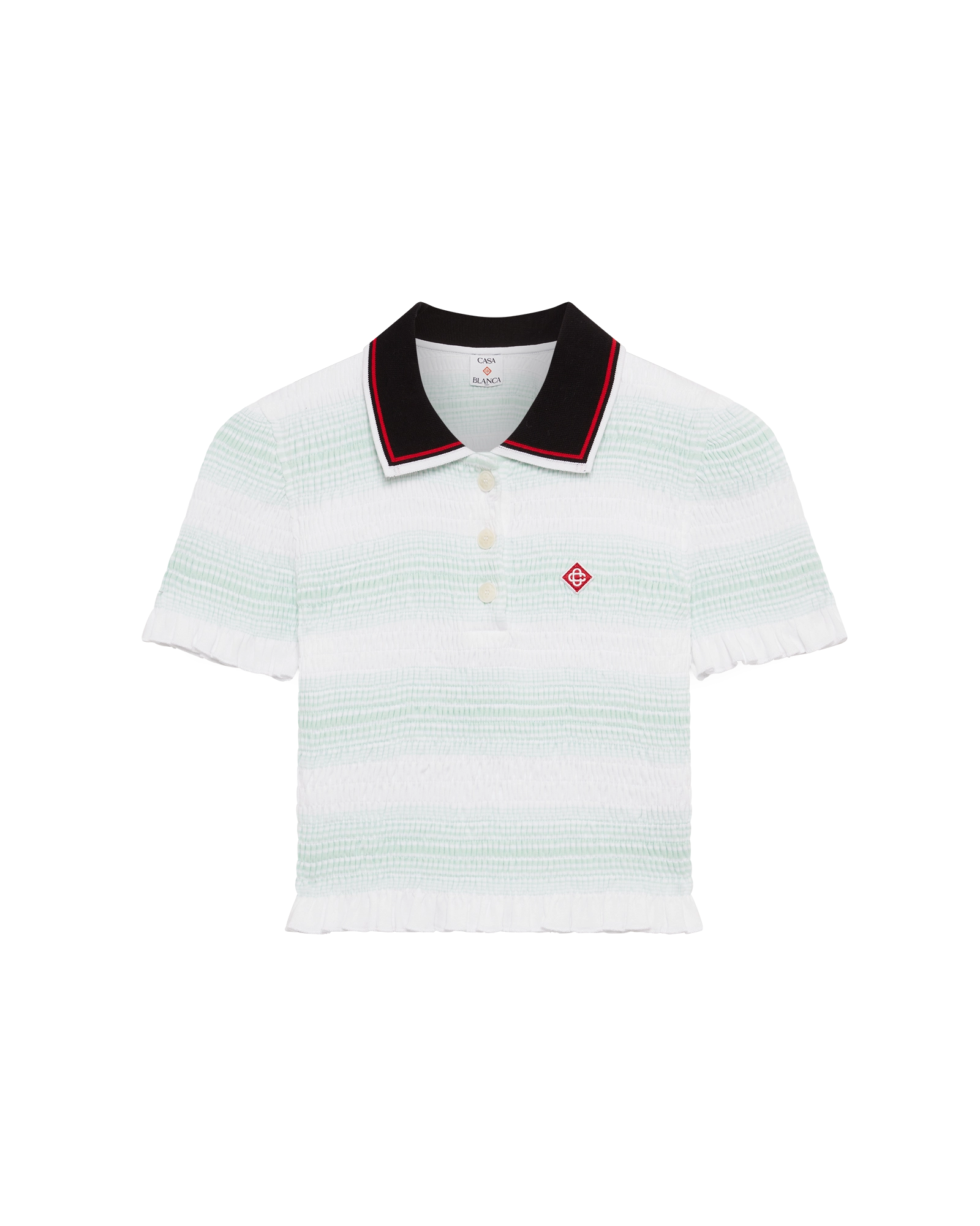 Stripe Shirred Polo Shirt