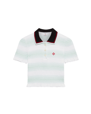 Stripe Shirred Polo Shirt