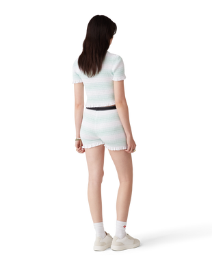 Stripe Shirred Polo Shirt