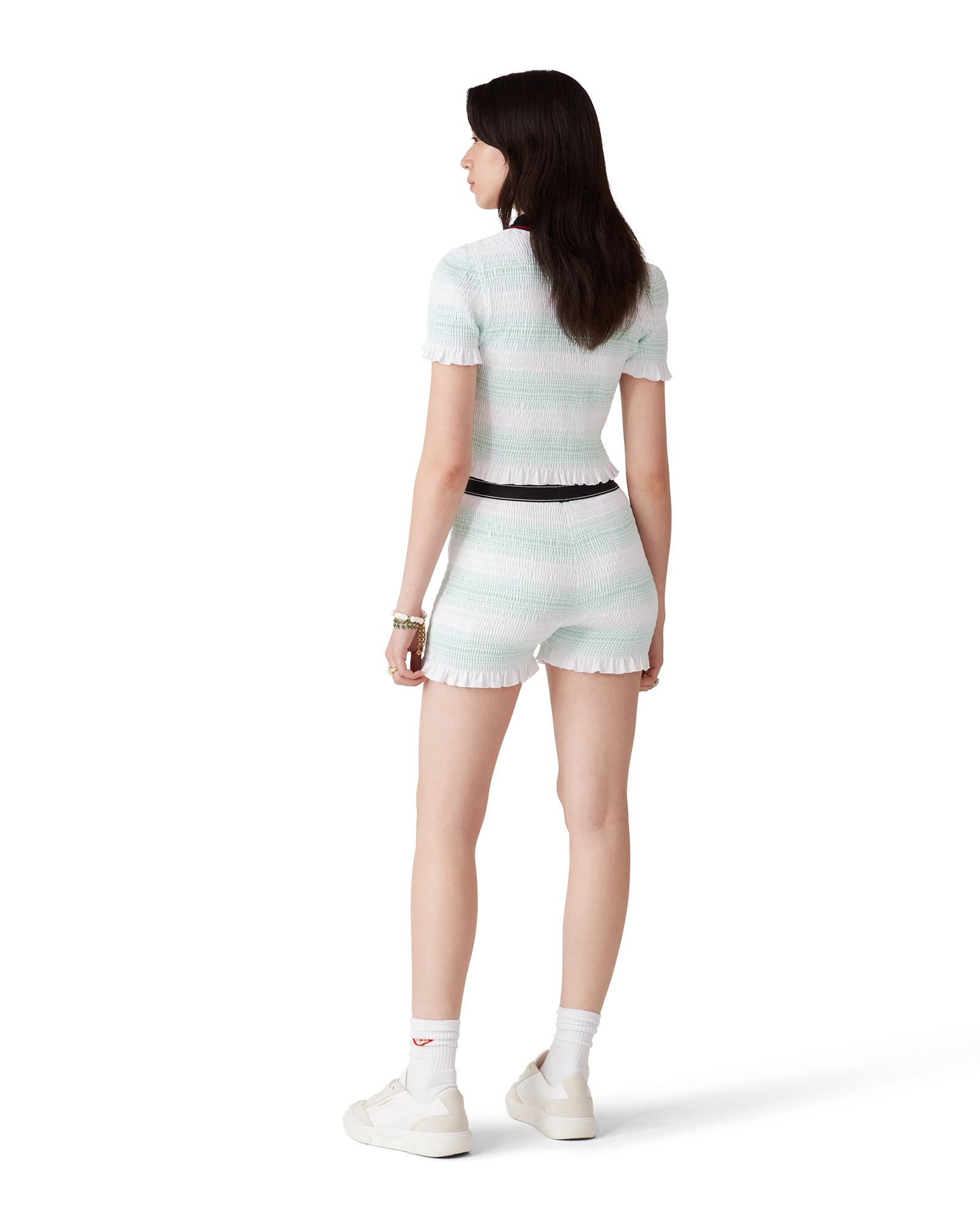 Stripe Shirred Shorts