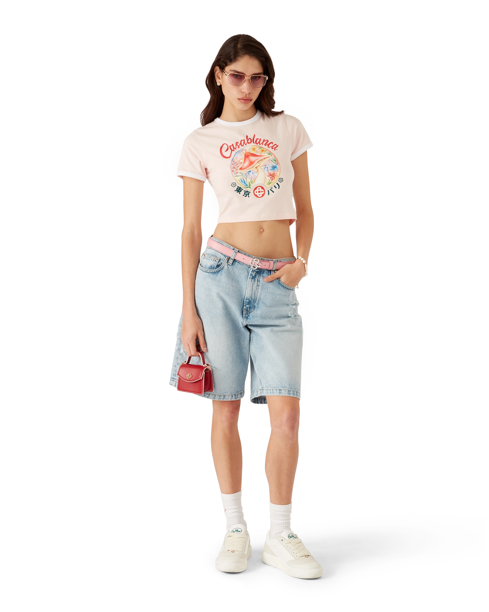 Mushroom Emblem Cropped Short Sleeve T-Shirt