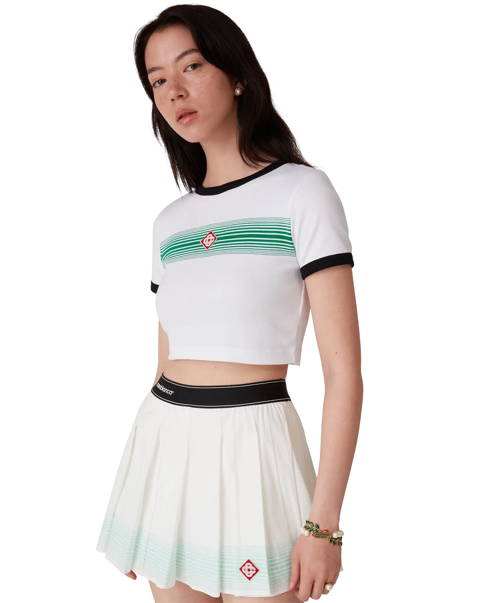 Gradient Stripe Ringer Short Sleeve T-Shirt