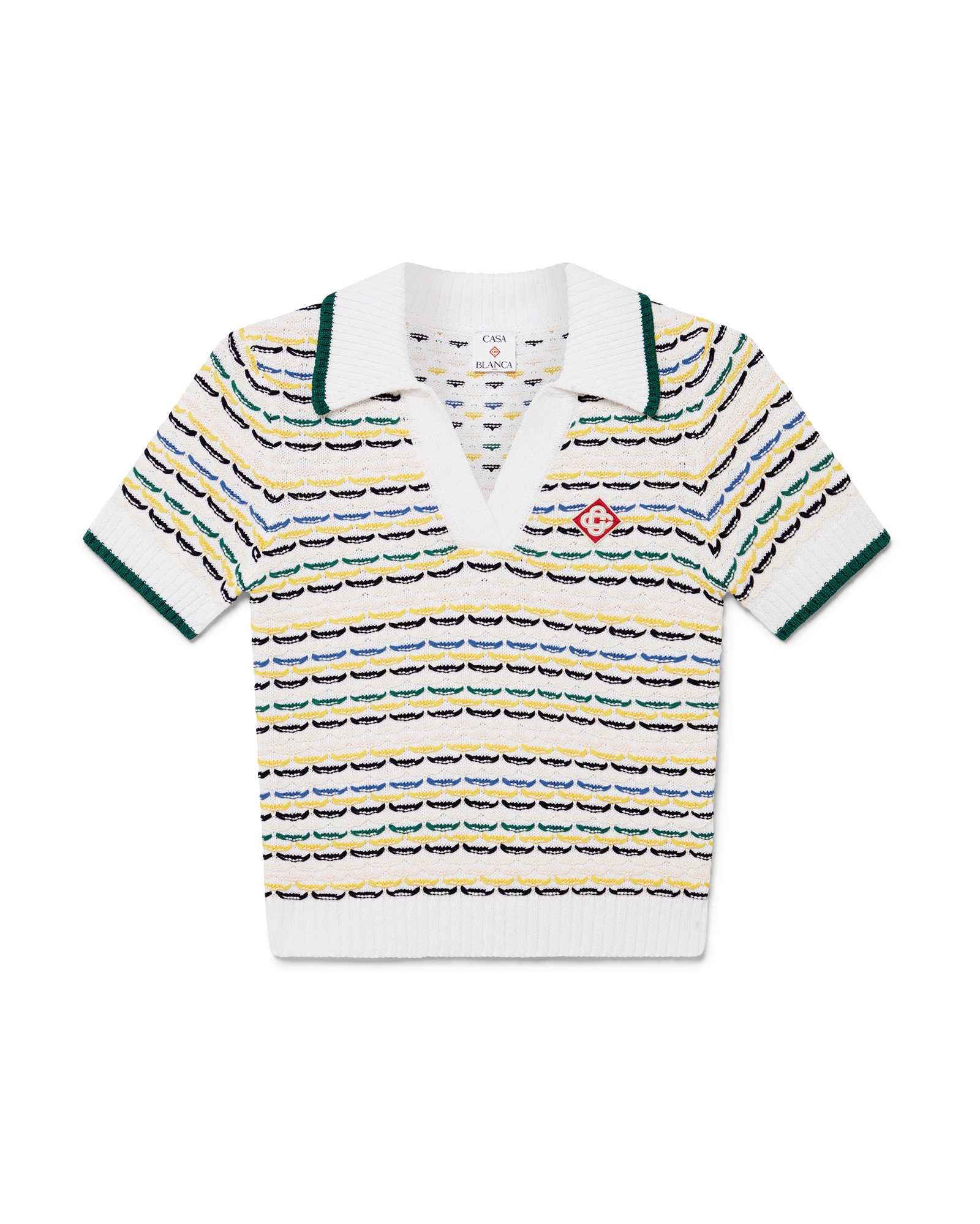 Cotton Tuck Stitch Cropped Polo Shirt