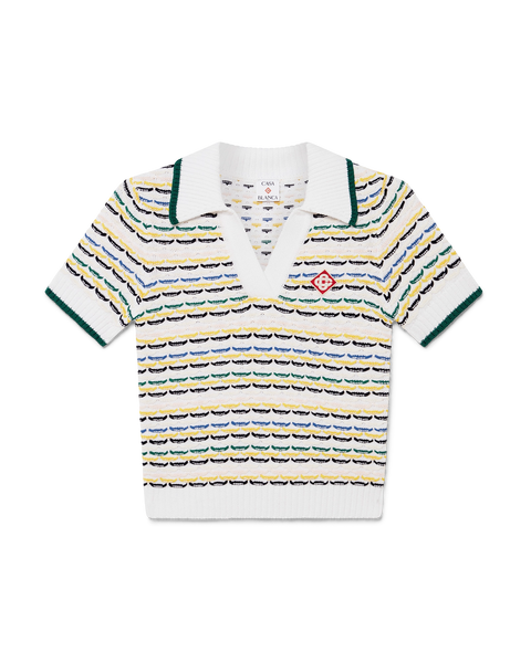 Cotton Tuck Stitch Cropped Polo Shirt – Casablanca
