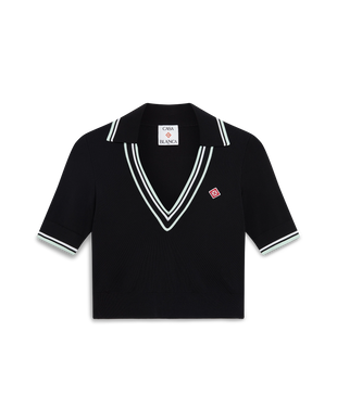 Viscose V-Neck Polo Shirt