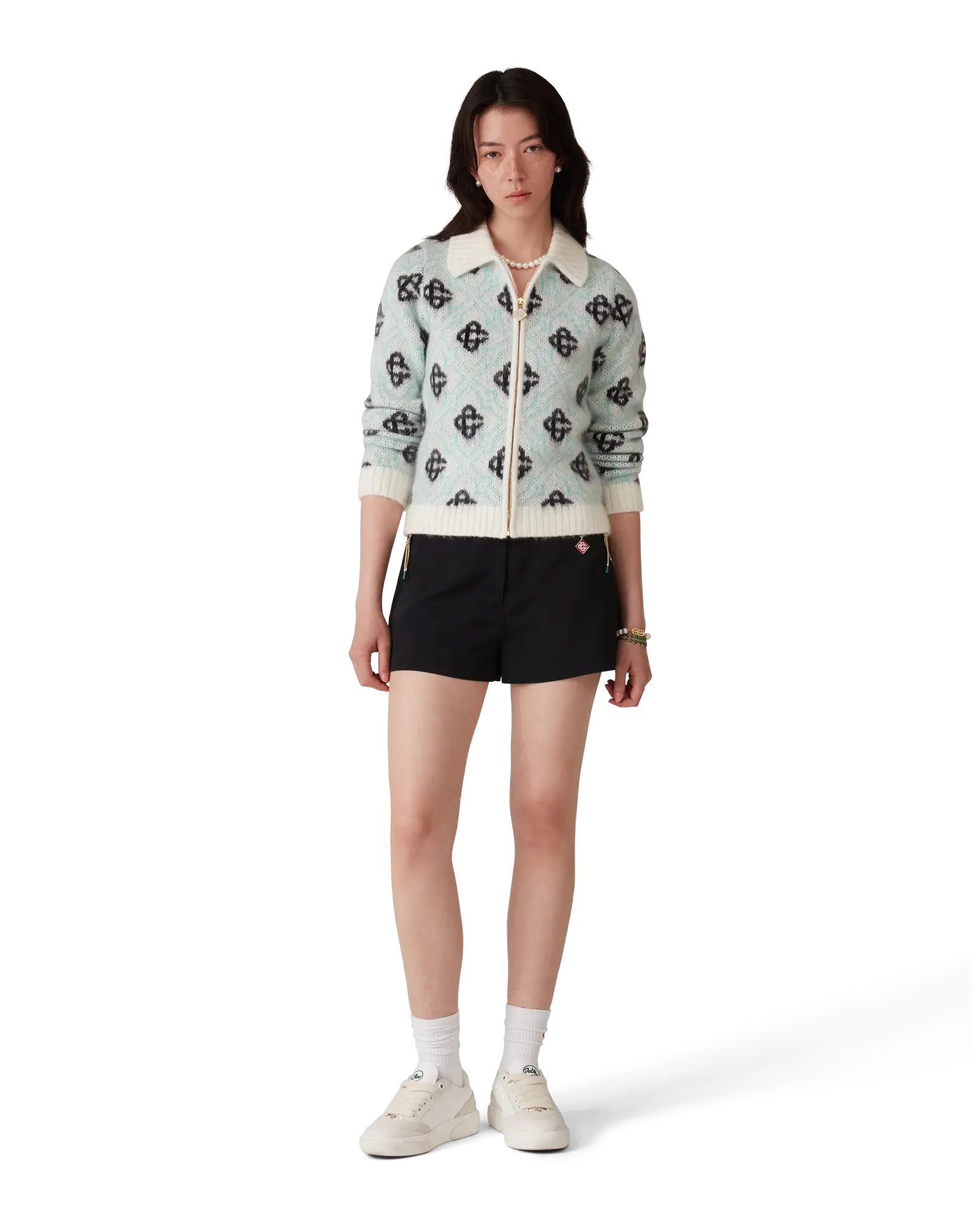 Mohair Monogram Zip Jumper