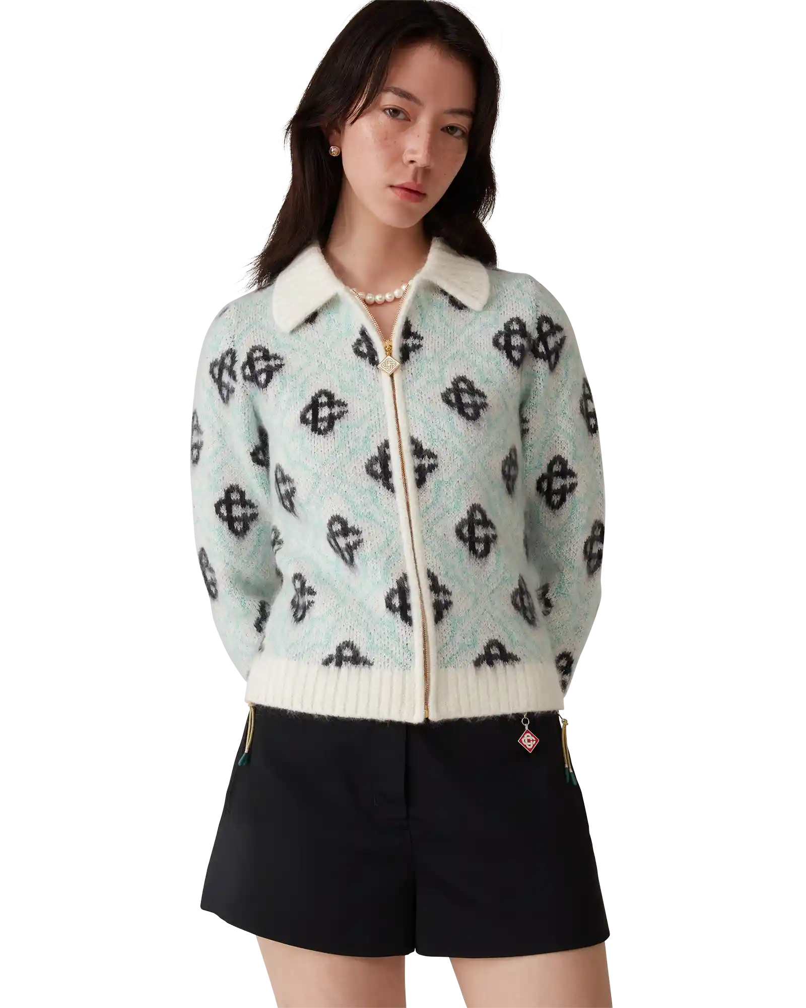 Mohair Monogram Zip Jumper