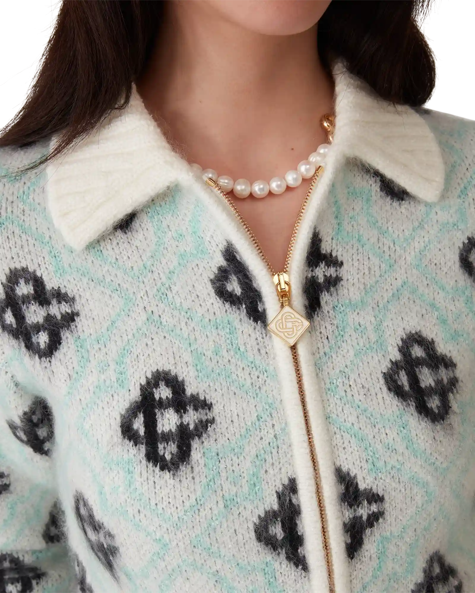 Mohair Monogram Zip Jumper