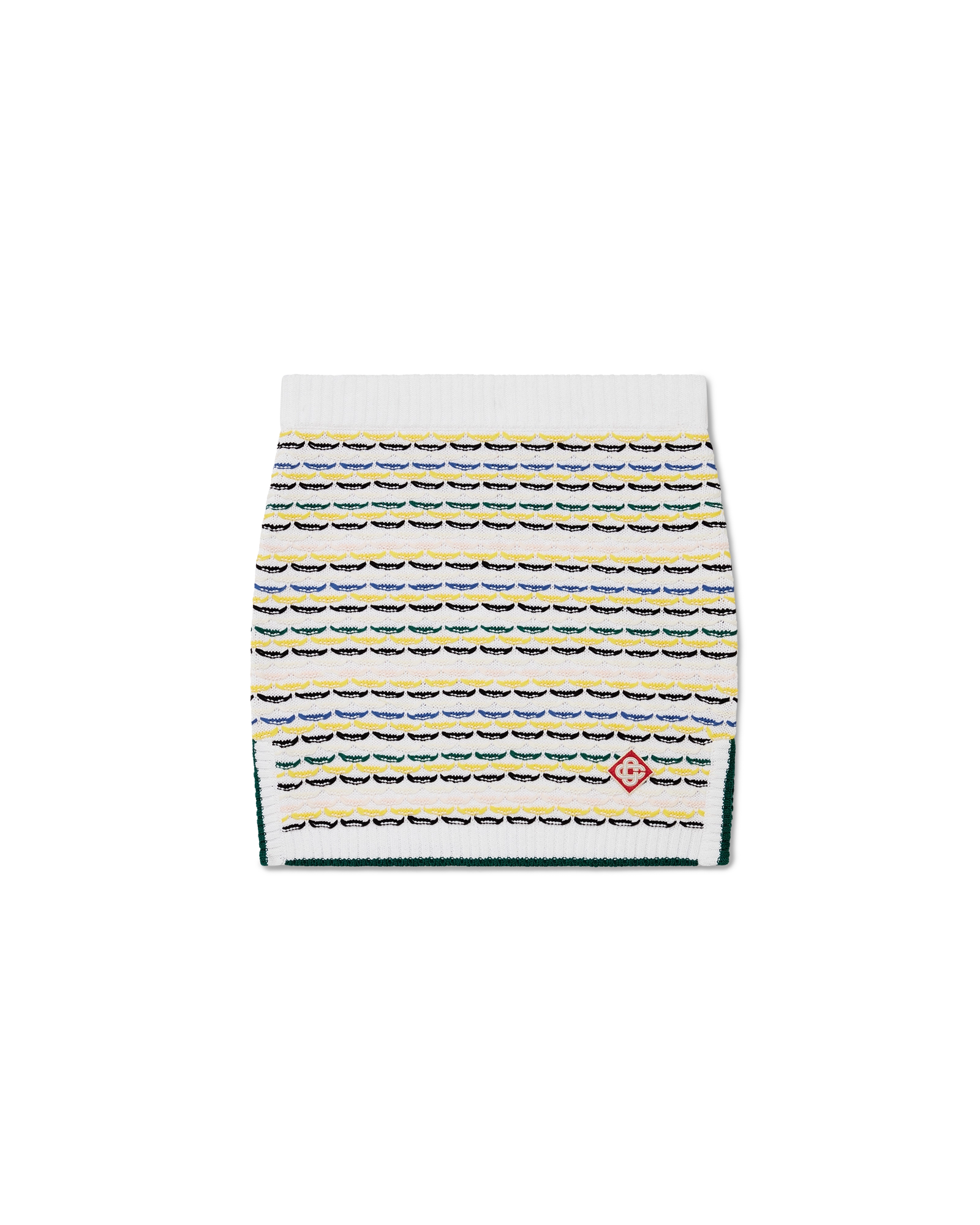 Cotton Tuck Stitch Knit Mini Skirt