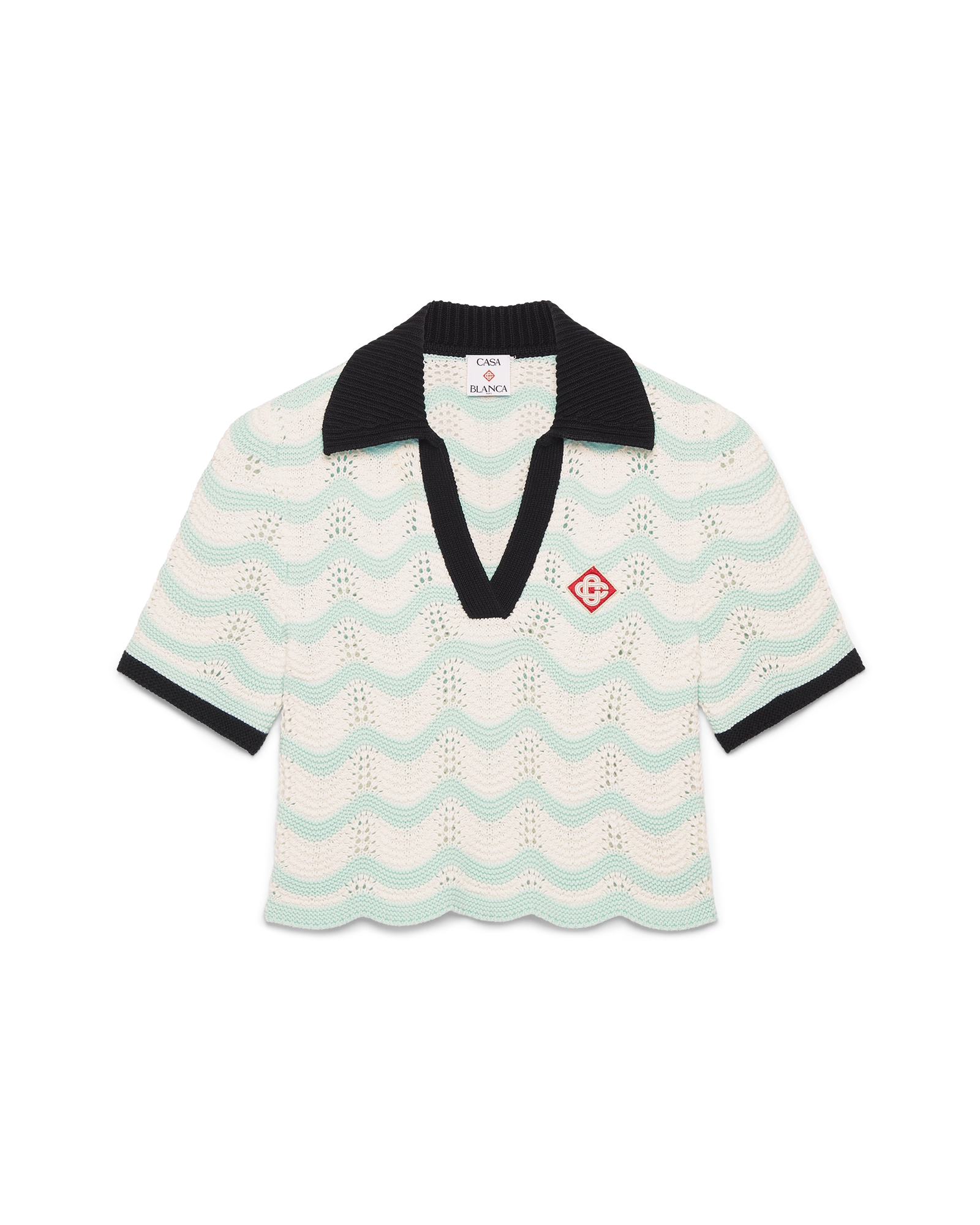 Cotton Wave Crochet Cropped Polo