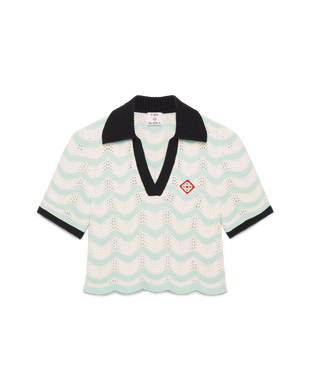 Cotton Wave Crochet Cropped Polo